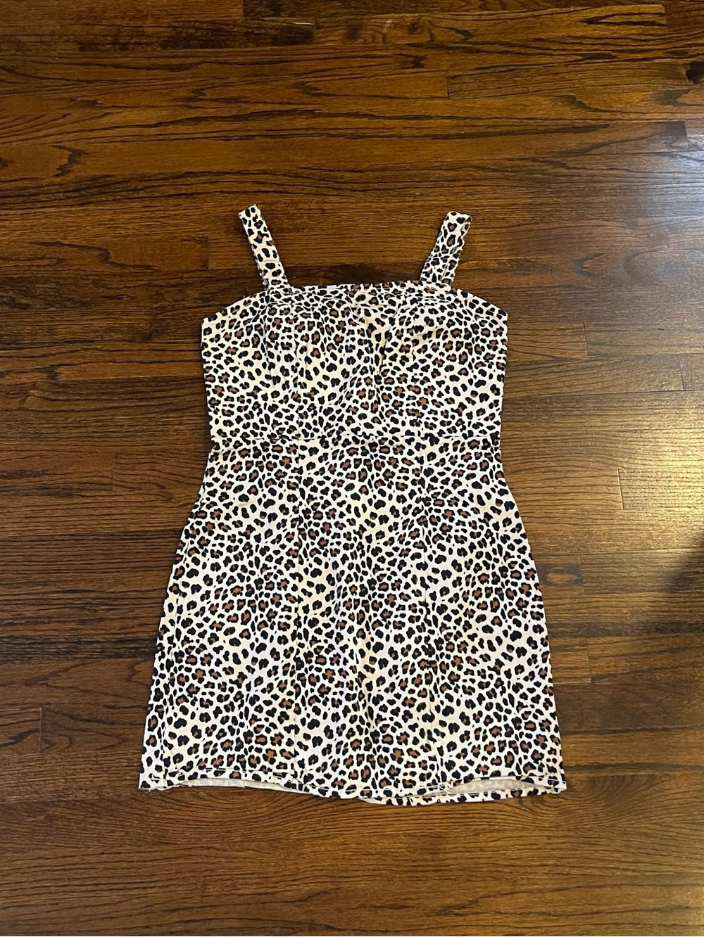 Arizona Leopard Print Mini Dress - Cream and Brown
